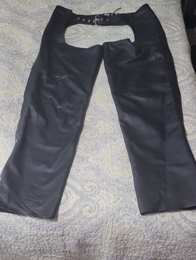 Men's Or Womens Black Leather Chaps with Belt